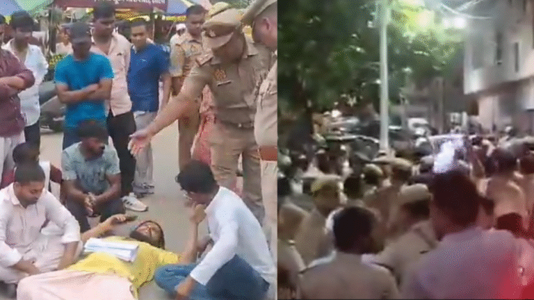 Deoria Hanuman temple land dispute intensifies Supporters of Minister Stage Protest