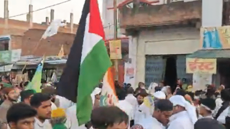 amethi barawafat procession palestinian flag controversy